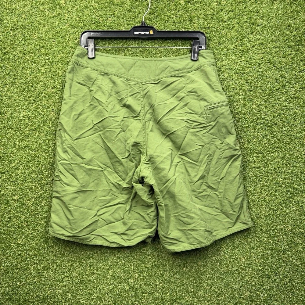 Patagonia Wavefarer Board Shorts Mens 33 Green Swim Solid Surf Beach Zip Pocket